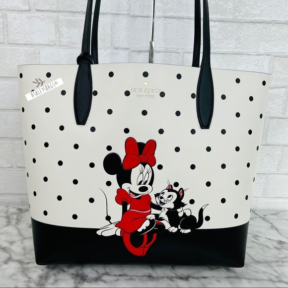 Kate Spade X Disney Minnie Mouse Tote & Coin Purse Keychain Bag Charm Set - Picture 3 of 16